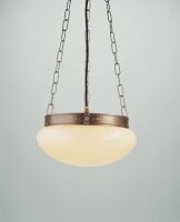 H&auml;ngelampe Messing Glas Elfenbein blendarm E27 &Oslash;30 cm