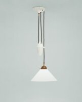 Stilvolle H&auml;ngelampe Messing Glas Wei&szlig; E27 &Oslash;30 cm rund