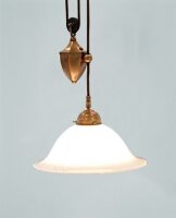 Elegante Pendelleuchte Berliner Messing Glas E27 &Oslash;30 cm