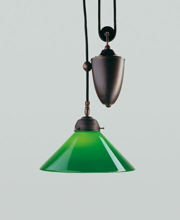Antike Hängelampe Messing Glas Grün E27 Ø30 cm stilvoll