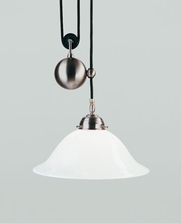 Pendelleuchte Messing Glas E27 L:30 cm in Nickel matt