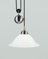 Pendelleuchte Messing Glas E27 L:30 cm in Nickel matt