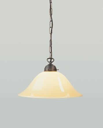 Hängelampe E27 Ø35 cm Berliner Messing Glas Elfenbein