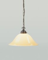 H&auml;ngelampe E27 &Oslash;35 cm Berliner Messing Glas Elfenbein