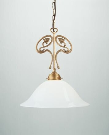 Messing Pendelleuchte Glas wohnlich E27 Ø35 cm blendarm