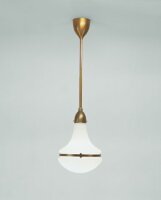 Jugendstil H&auml;ngelampe Berliner Messing Glas E27 &Oslash;24 cm