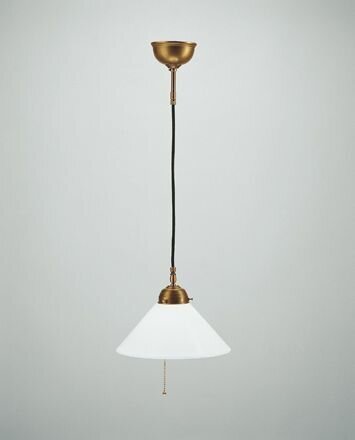Runde Pendelleuchte Zugschalter Messing Glas E27 Ø25 cm