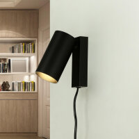 Kleine Spot Lampe mit Schalter Kabel Schwarz GU10