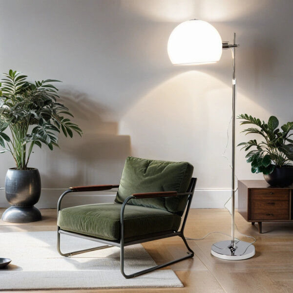 Stehlampe Wohnzimmer Leseleuchte Chrom Weiß Bauhaus