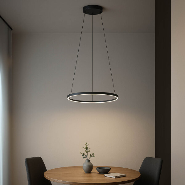 LED Hängeleuchte Metall Ring Ø 45 cm Schwarz 4000 K 600 lm