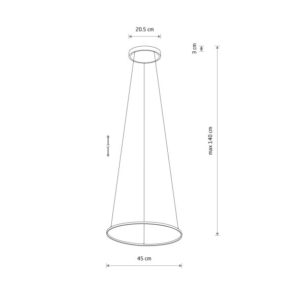 LED Hängeleuchte Metall Ring Ø 45 cm Schwarz 4000 K 600 lm