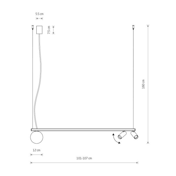 Pendelleuchte Aluminium Glas 107 cm GU10 G9 blendarm