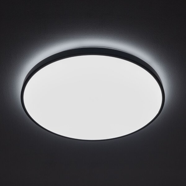 Runde LED Deckenleuchte Schwarz Metall 32 W Ø49 cm