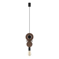 Dekorative Pendelleuchte Holz Metall &Oslash;16 cm rund E27