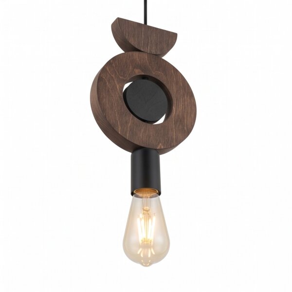 Dekorative Hängelampe Holz Metall Ø16 cm rund E27