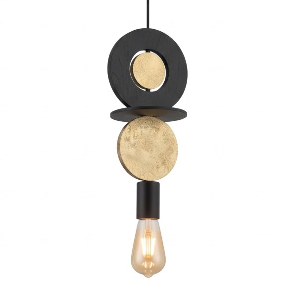 Runde Hängelampe Holz Metall Ø16 cm E27 dekorativ
