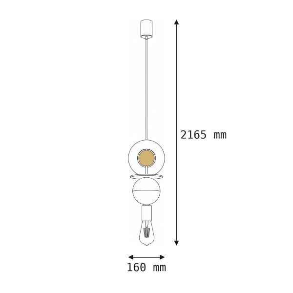Runde Hängelampe Holz Metall Ø16 cm E27 dekorativ