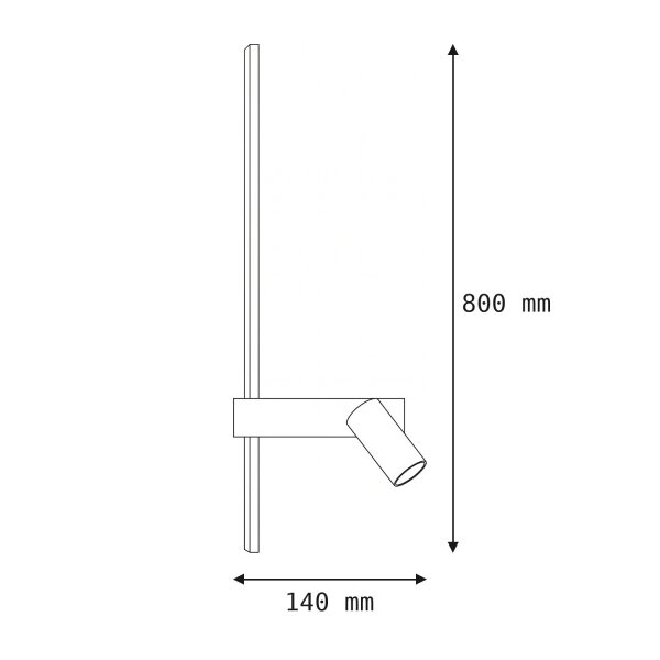 LED Wandlampe Schwarz Aluminium GU10 H:80 cm indirekt