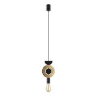 H&auml;ngelampe Holz Metall wohnlich &Oslash;16 cm E27 in Gold