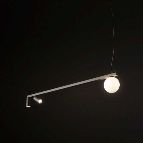 Große Hängelampe Aluminium Glas 107 cm GU10 G9 Weiß