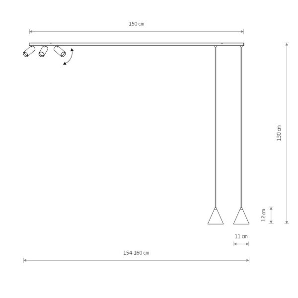 Flexible Hängelampe Aluminium 160 cm GU10 Schwarz