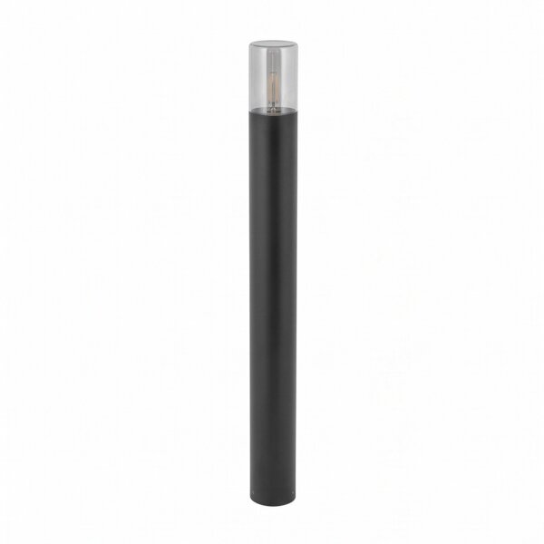 Kleine Pollerleuchte Rauchglas Aluminium E27 IP44 80 cm