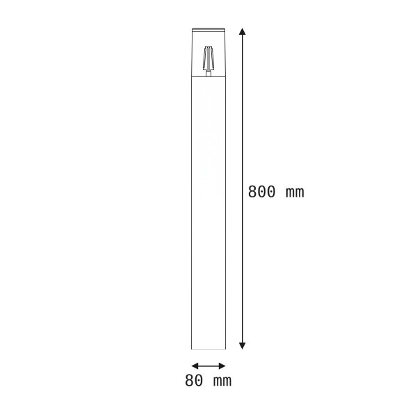 Kleine Pollerleuchte Rauchglas Aluminium E27 IP44 80 cm