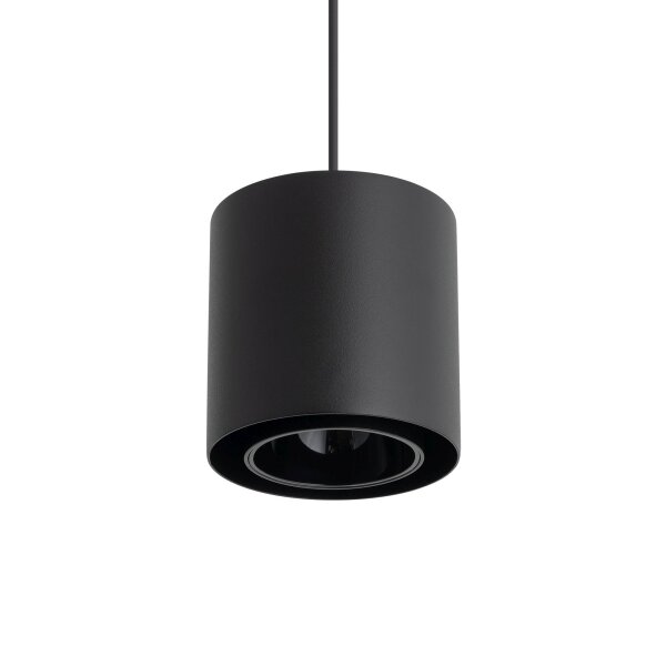Schwarze Hängelampe Metall GU10 bis 10 W rund Ø13 cm