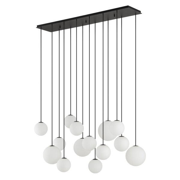 Große Pendelleuchte Glas Metall Schwarz Weiß G9 14-flmg