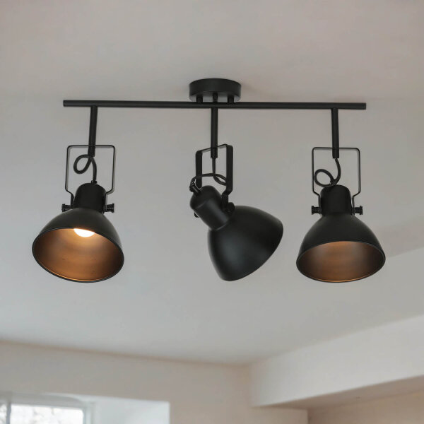 Deckenstrahler Schwarz Metall E14 Retro Wohnzimmer