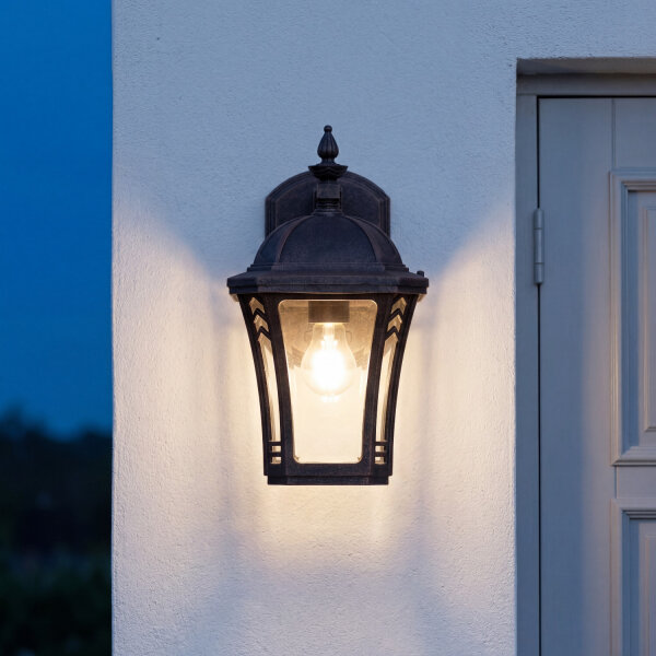 Außenwandlampe Aluminium Glas Braun IP44 H:26,5 cm E27