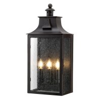 Braune Wandlampe Stahl Regenglas IP44 Vintage Haus