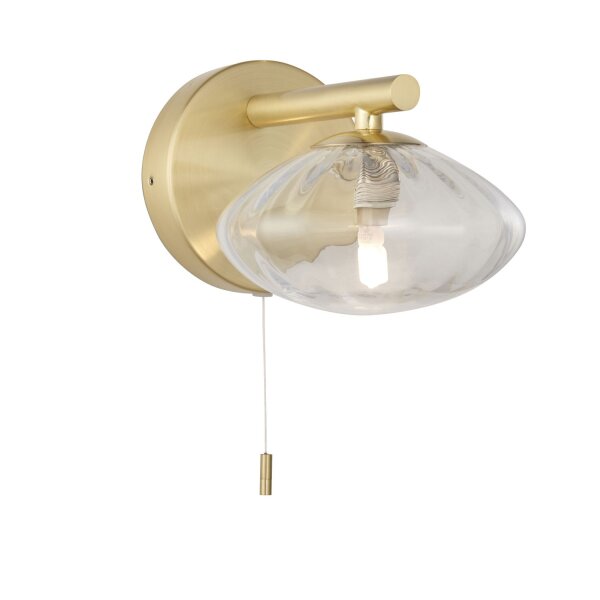 Wandleuchte mit Schalter IP44 Metall Glas in Messing G9