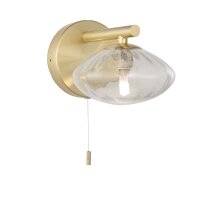 Wandleuchte mit Schalter IP44 Metall Glas in Messing G9