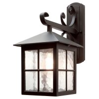 Wandlampe Au&szlig;en Schwarz Kirchenglas Aluminium IP43