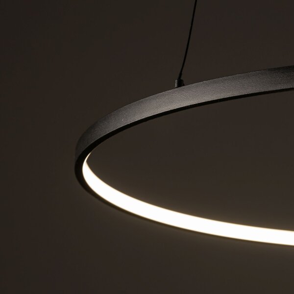 LED Hängeleuchte Ring Ø 60 cm Schwarz 2700 K 660 lm Metall