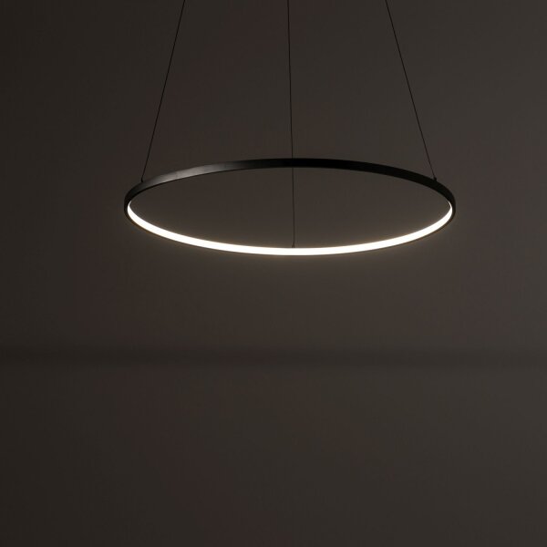 LED Hängeleuchte Ring Ø 60 cm Schwarz 2700 K 660 lm Metall