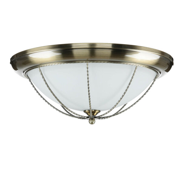 Runde Deckenleuchte E27 SUDAN mit Glasschirm Messing Optik