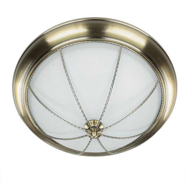 Runde Deckenleuchte E27 SUDAN mit Glasschirm Messing Optik