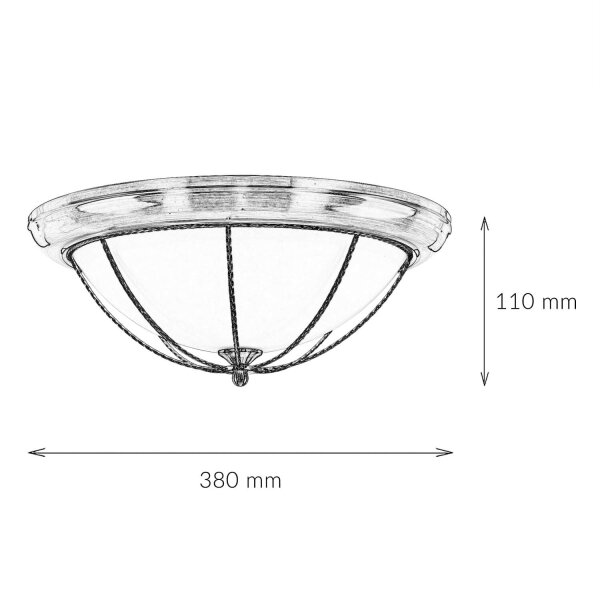 Runde Deckenleuchte E27 SUDAN mit Glasschirm Messing Optik