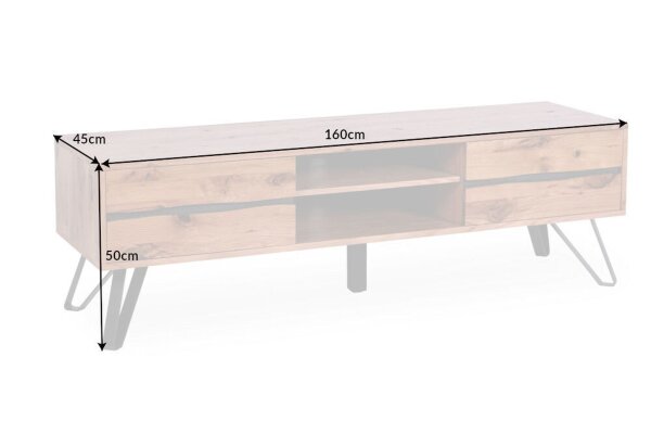 TV Lowboard Holz 160 cm breit Industrial Design PATRICIA