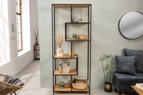 Regal Modern Holz Optik 77 x 185 cm asymmetrisch