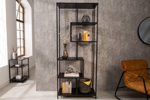 Standregal Schwarz 77 x 185 cm Modern asymmetrisch