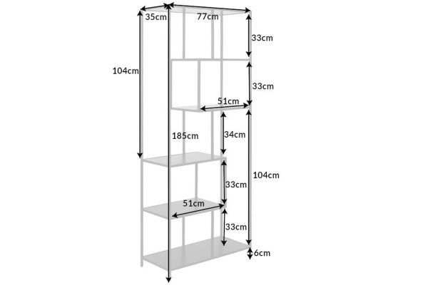 Standregal Schwarz 77 x 185 cm Modern asymmetrisch