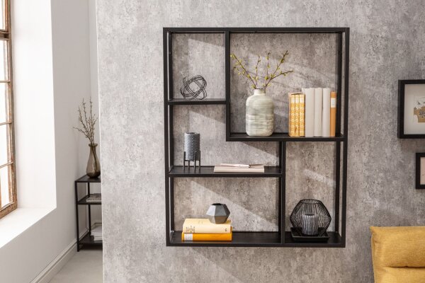 Wand Regal Schwarz Holz Optik 75 x 91 cm groß Modern
