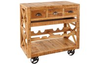 Barschrank mit Rollen Mangoholz massiv B: 86 cm Industrial