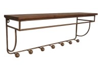Garderobe Wand 77 cm Vintage Holz Eisen 7 Haken