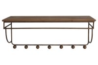 Garderobe Wand 77 cm Vintage Holz Eisen 7 Haken