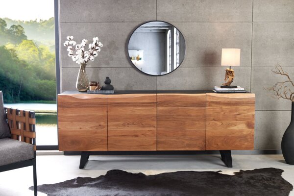 Sideboard Akazienholz Eisen 180 cm Kufengestell Baumkante