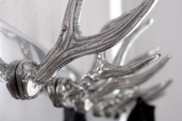 Wandgarderobe Geweih Optik Aluminium 50 cm in Silber